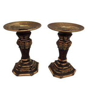 Taper Candle Holders Set Of 2 Axicon World Imports Brass-Look Candle Holders Wit